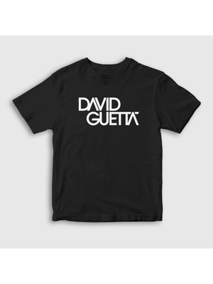 Presmono  Çocuk Siyah Logo Müzik Dj David Guetta T-Shirt