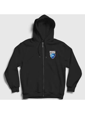Presmono Unisex Siyah Logo Oyun Rocket League Fermuarlı Kapüşonlu Sweatshirt