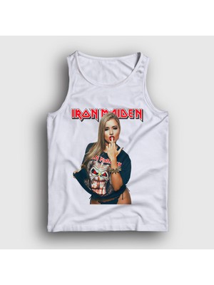 Presmono  Beyaz Finger Metal Müzik Iron Maiden Atlet