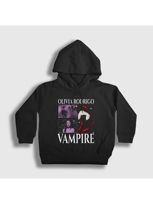Presmono Unisex Çocuk Siyah Vampire Müzik Olivia Rodrigo Kapüşonlu Sweatshirt