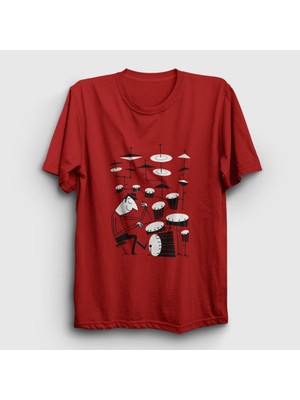 Presmono  Kırmızı Drums Baterist Hediye Müzisyen Musician T-Shirt