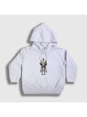 Presmono Unisex Çocuk Beyaz Josef Oyun Machinarium Kapüşonlu Sweatshirt