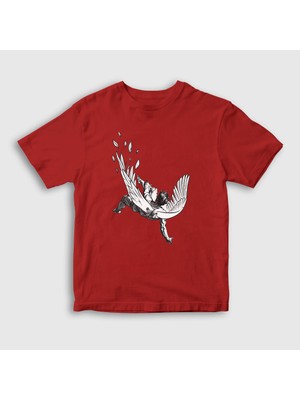 Presmono  Çocuk Kırmızı Icarus Melek Falling Angel T-Shirt