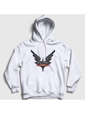 Presmono Unisex Beyaz Logo Oyun Elite Dangerous Kapüşonlu Sweatshirt