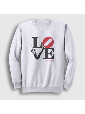 Presmono Unisex Beyaz Love Hediye Pilates Sweatshirt
