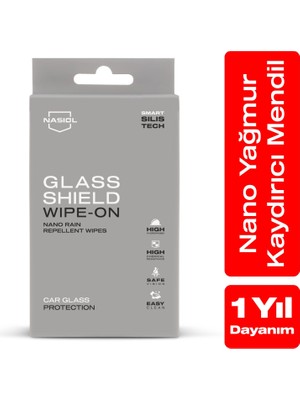Nasiol Glasshield Wipe-On Nano Yağmur Kaydırıcı Mendil-Cam Yüzey Seramik Kaplama-1 Yıl Dayanım
