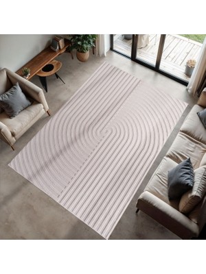 Havara Home Mordern Antialerjik Yıkanabilir Oval Desenli Sisal Krem Halı