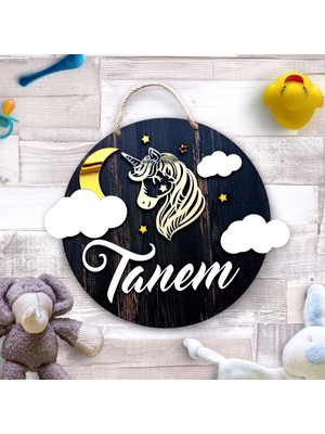 En Özeli Gümüş ve Altın Pleksi Detaylı Unicorn Kapı Isimliği