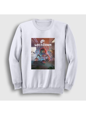Presmono Unisex Beyaz Oyun Lockdown Protocol Sweatshirt