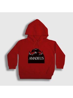 Presmono Unisex Çocuk Kırmızı Poster Amadeus Mozart Kapüşonlu Sweatshirt