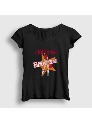 Presmono Kadın Siyah Back To School Müzik Deftones T-Shirt