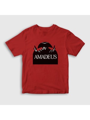 Presmono  Çocuk Kırmızı Poster Amadeus Mozart T-Shirt