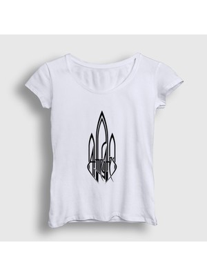 Presmono Kadın Beyaz Logo Müzik At The Gates T-Shirt