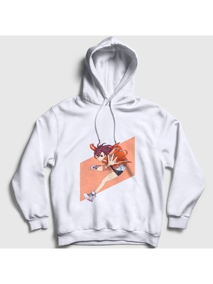 Presmono Unisex Beyaz Momo Ayase V2 Anime Dandadan Kapüşonlu Sweatshirt