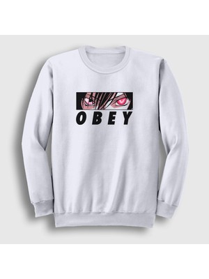 Presmono Unisex Beyaz Obey Lelouch Anime Code Geass Sweatshirt