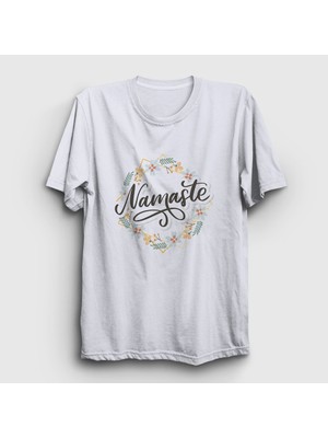 Presmono  Beyaz Namaste Meditasyon Hediye Yoga T-Shirt
