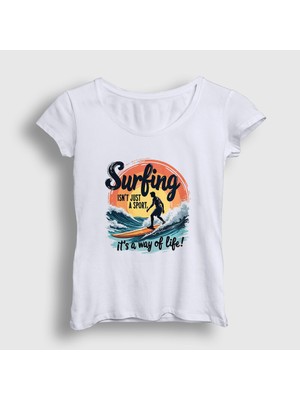 Presmono Kadın Beyaz The Way Of Life Sörf Surf Surfing T-Shirt