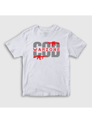Presmono  Çocuk Beyaz Oyun Call Of Duty Warzone T-Shirt