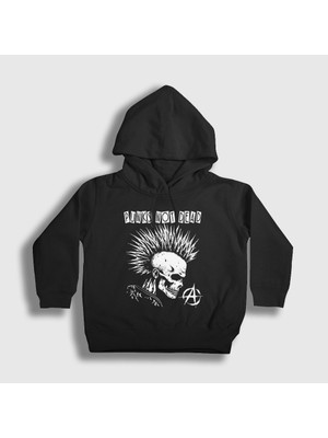 Presmono Unisex Çocuk Siyah Skull Müzik Punks Not Dead Kapüşonlu Sweatshirt