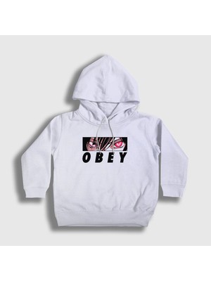 Presmono Unisex Çocuk Beyaz Obey Lelouch Anime Code Geass Kapüşonlu Sweatshirt