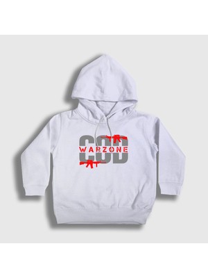 Presmono Unisex Çocuk Beyaz Oyun Call Of Duty Warzone Kapüşonlu Sweatshirt