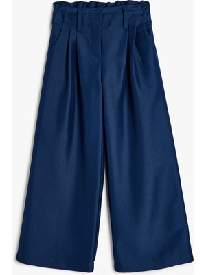 Koton Pile Detaylı Viskon Karışımlı Bol Paça Pantolon