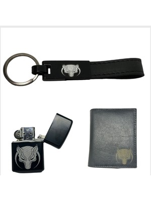 Börü Kurt Çakmak Anahtarlık Cüzdan Isme Özel Hediye Seti