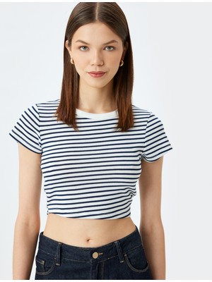 Koton Crop Bisiklet Yaka Kısa Kollu Slim Fit Tişört
