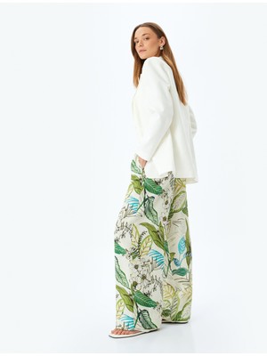 Koton Floral Desenli Cepli Geniş Paça Viskon Pantolon