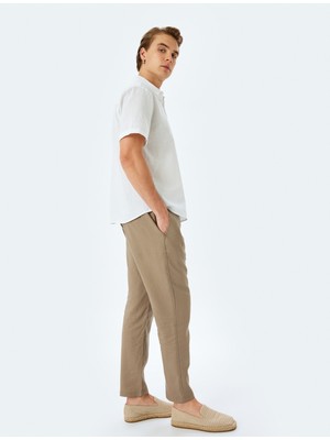 Koton Beli Bağcıklı Keten Viskon Karışımlı Chino Pantolon