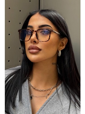 Liendberg Kadın Blue Block Gözlük Açık Leopar