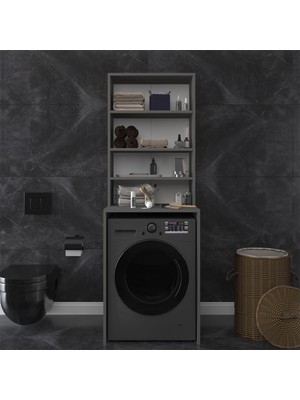 Asra Trend Lüks Raflı Çamaşır Kurutma Makinesi Dolabı %100 MDF Banyo Dolabı BD04
