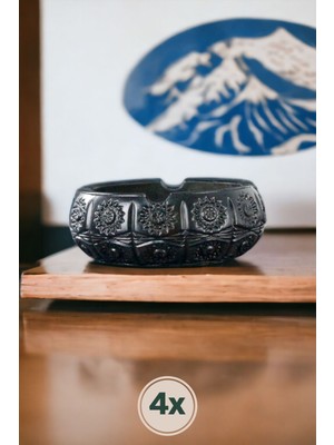 Küllük Kül Tablası Sigara Küllüğü Gümüş Eskitme 4 Adet Model 4