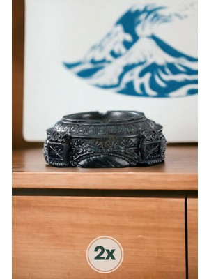 Küllük Kül Tablası Sigara Küllüğü Gümüş Eskitme 2 Adet Model 2