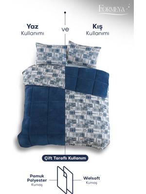 Formeya Battal Boy Lüx Wellsoft Yorgan Çift Taraflı Yastık Kılıflı 215X235 cm Yorgan + Yastık Kılıfı Set