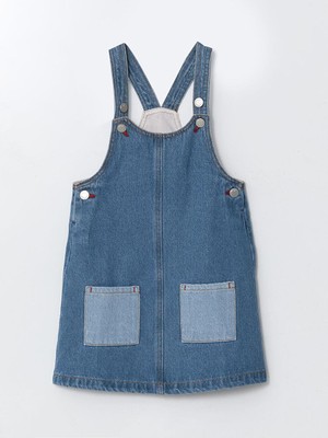 LC Waikiki LCW Kids Kız Çocuk Cepli Jean Elbise %100 Pamuk Dropsuz Model 6 - 7 Yaş Rahat Kesim