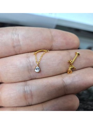 Ares Collection 1 Adet G23 Tıtanıum ( Titanyum ) Zirkon Taşlı Hidden Helix Flat Lobe Uyumlu Piercing