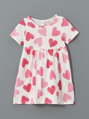 Lcw Kids Bisiklet Yaka Baskılı Kız Çocuk Penye Elbise