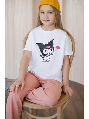 Texclusive Kuromi Tshirt Baskılı Kız Çocuk Tişört