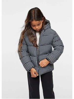 Erkek Çocuk Su ve Rüzgar Geçirmez Baskılı Kapüşonlu Coat Şişme Mont