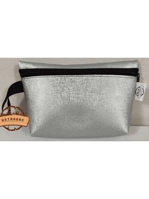 Usta Ağaç Makyaj Çantası Koruklu Deri Gri