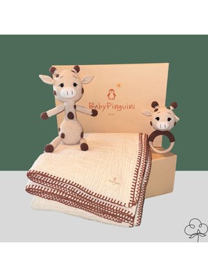 BabyPinguini Kişiselleştirilebilir Bebek Hediye Seti / Babyshower Yenidoğan Hediye Kutusu - Giraffebox