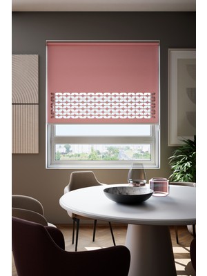 Auralight Lazer Kesim Mat Stor Perde, Lazer Kesimli Klasik Serisi, C-171006 Gül Kurusu Renk