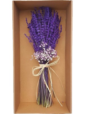 Çiçek Seli Özel Kutusunda Mor Lavanta Buketi & Soklanmis Kuru Cicek Dekoratif Cicek Buketi Hediye