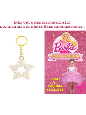 Rita Kişiye Özel Resimli Baskı Kartı ve Anahtarlık Seti. 5 Adet Barbie Barbi Bebek Partisi Baby Sower 1 Yaş Çocuk Doğum Günü Sünnet Mevlit.