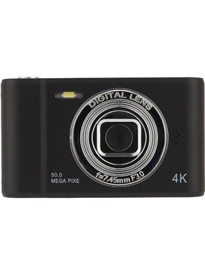 4K Dijital Kamera Seyahat Selfie Kamerası 50 Megapiksel Zoom Hd Fotoğrafçılık 2.4 Inç Ekran Giriş Seviyesi Çocuk Kampüsü Mini Retro Kamera Siyah