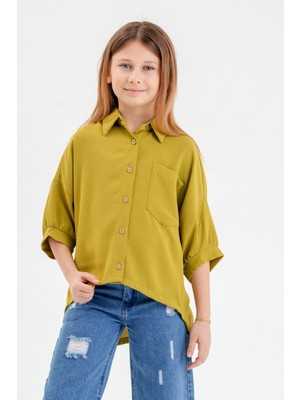 Arkası Pileli Kız Çocuk Gömlek 3119