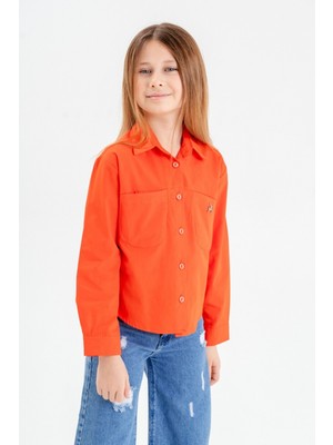 Kız Çocuk Asimetrik Cepli Gömlek 3123