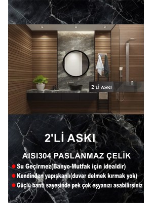 Cgs Home 2 Kancalı Kendinden Yapışkanlı Paslanmaz Banyo Askısı / Bornoz Askısı / Havlu Askısı