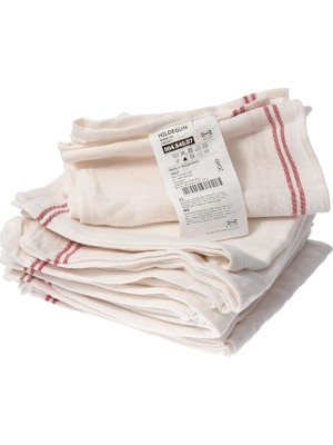 IKEA Hıldegun Çay Havluları, Beyaz/kırmızı Çizgili, 45X60 Santimetre - 12'li Set